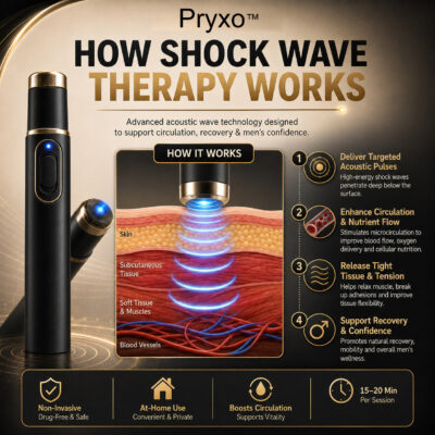 Pryxo™ handheld shock wave massage device