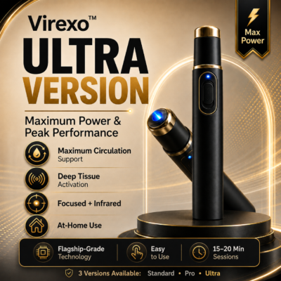 Virexo™ acoustic pulse massager with one-button operation