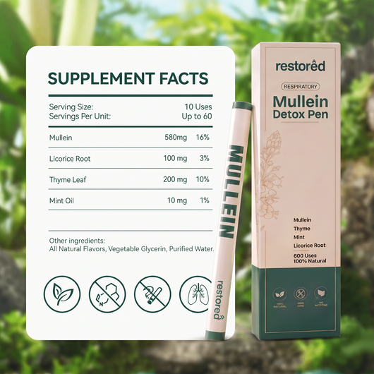 Restored™ pre-filled mullein herbal pen with 600 uses
