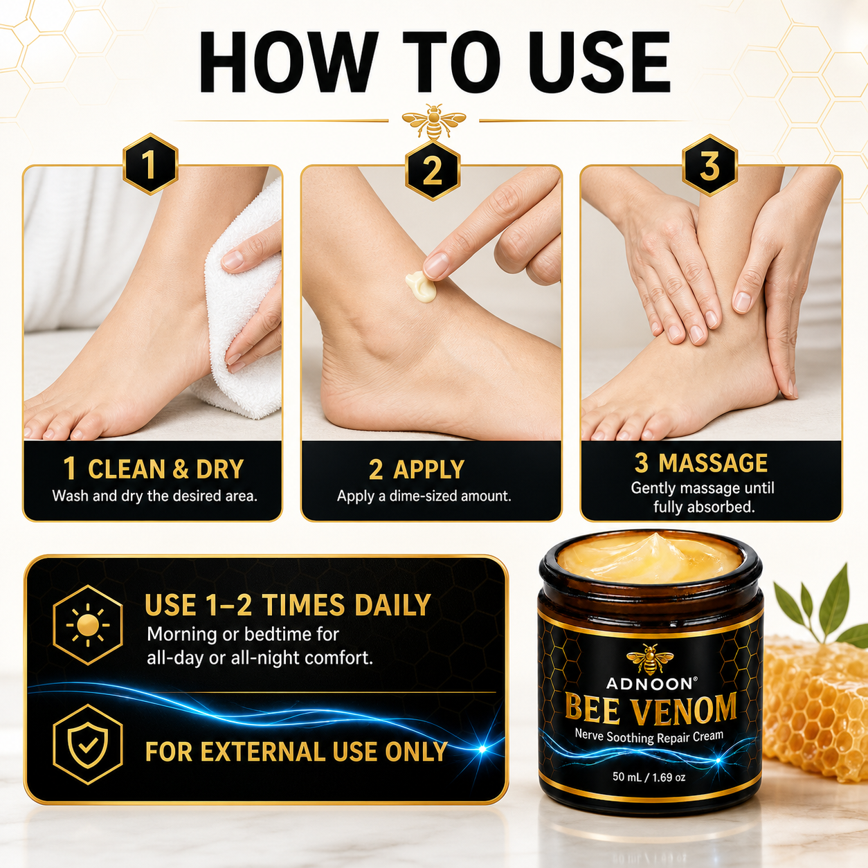 ADNOON® nerve cream with purified bee venom and PEA