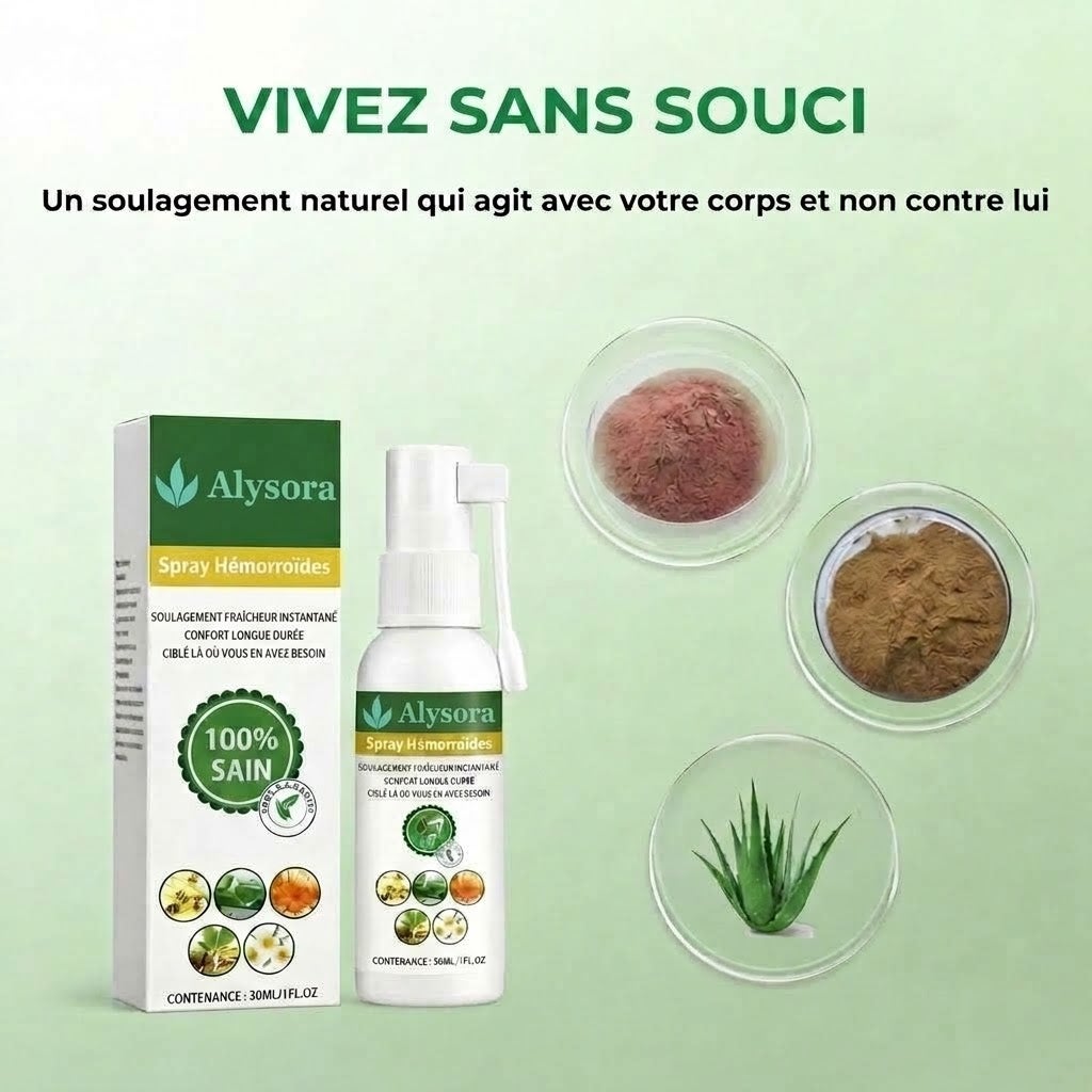 Alysora™ spray naturel et hypoallergénique pour soin hémorroïdaire
