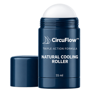 CircuFlow™ cooling leg roll-on with 0.8% menthol