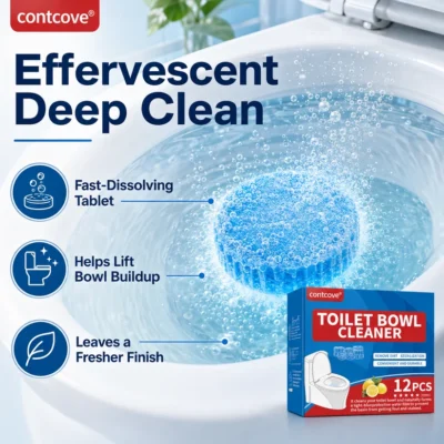 Contcove effervescent tablets for routine toilet bowl cleaning
