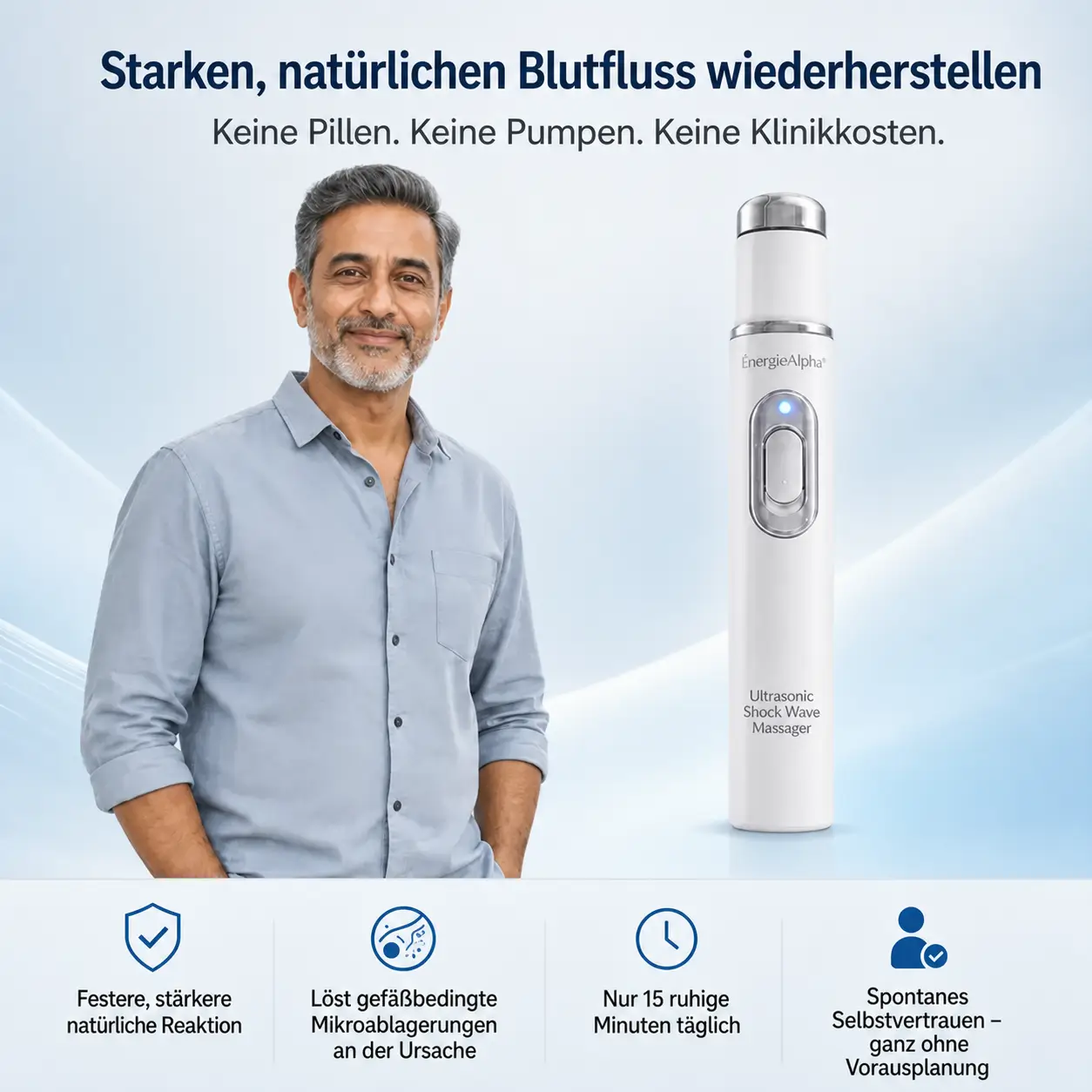 ÉnergieAlpha® Massagegerät mit Ein-Knopf-Bedienung