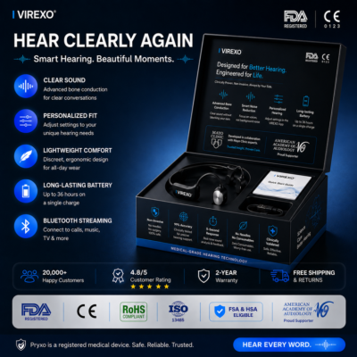 VIREXO™ bone conduction hearing aid with smart noise cancellation