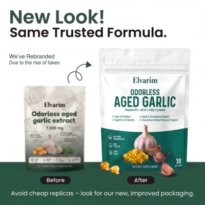 Elvarim Aged Garlic Extract - 7500mg Odorless Softgels