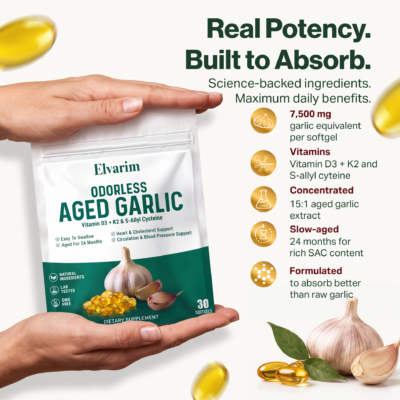 Elvarim odorless aged garlic extract softgels