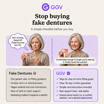 GGV upper and lower custom-moldable dentures