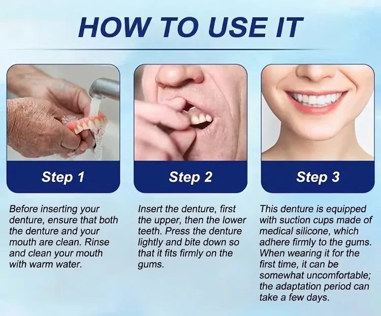 Glidewellpd removable dentures with dental adhesive