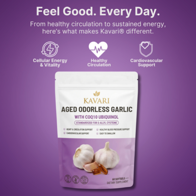 Kavari aged garlic softgels with CoQ10 Ubiquinol