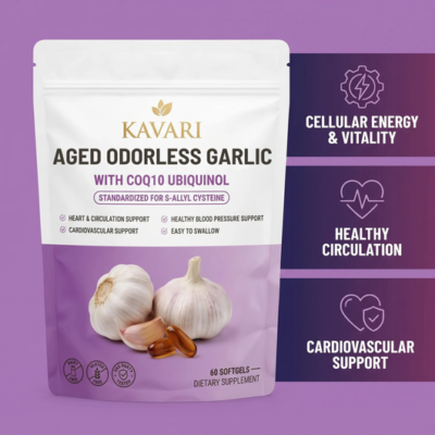 Kavari 20-month aged odorless garlic supplement