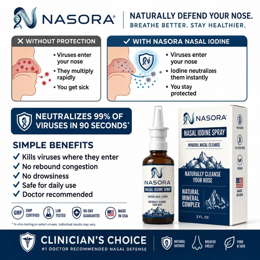 Nasora daily nasal spray with PVP-iodine