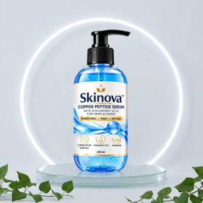 Skinova serum bottle providing approximately two months of daily use